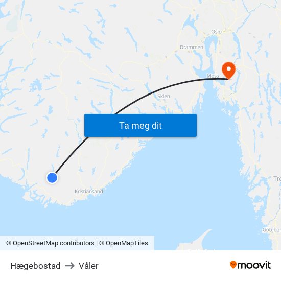 Hægebostad to Våler map