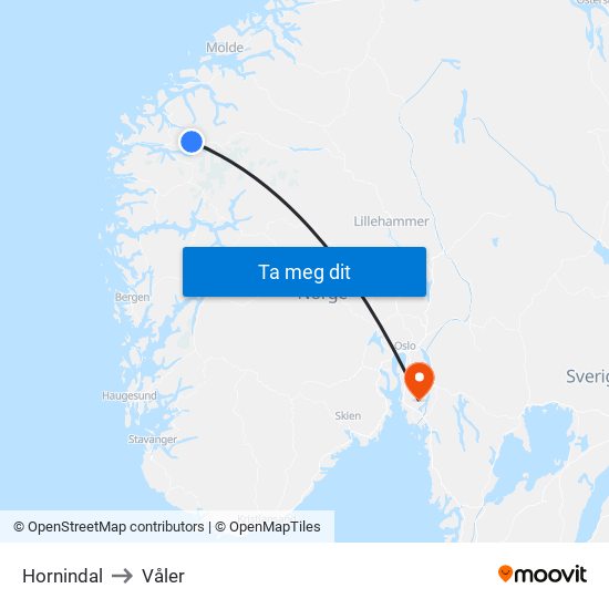 Hornindal to Våler map