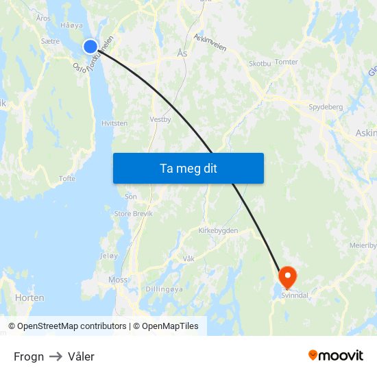 Frogn to Våler map