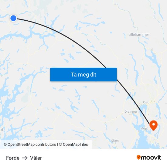 Førde to Våler map