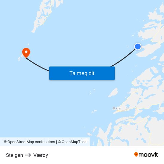 Steigen to Værøy map