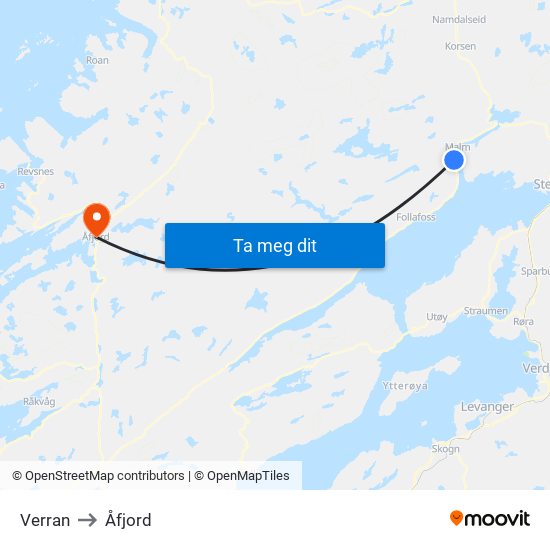 Verran to Åfjord map