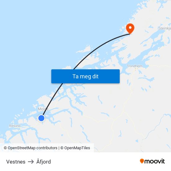 Vestnes to Åfjord map