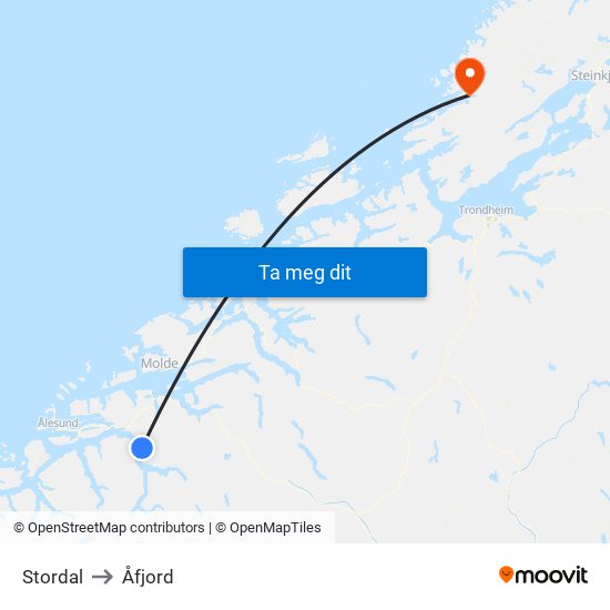 Stordal to Åfjord map