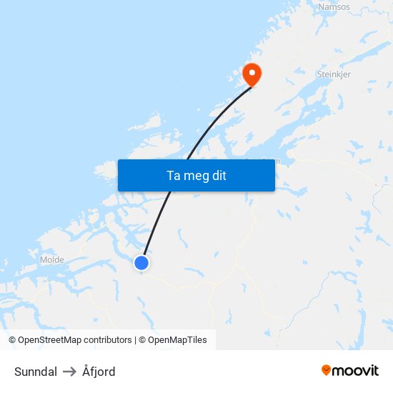 Sunndal to Åfjord map