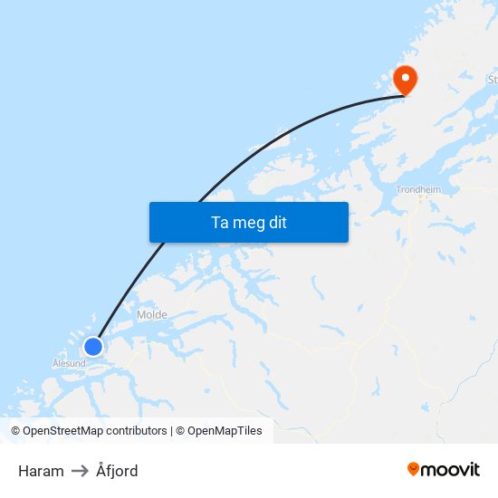 Haram to Åfjord map