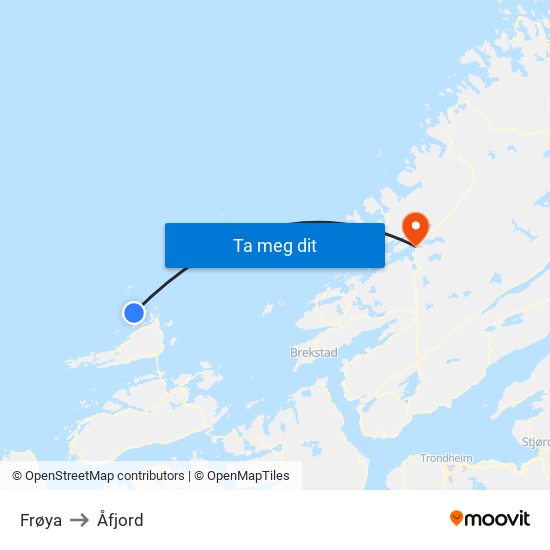 Frøya to Åfjord map