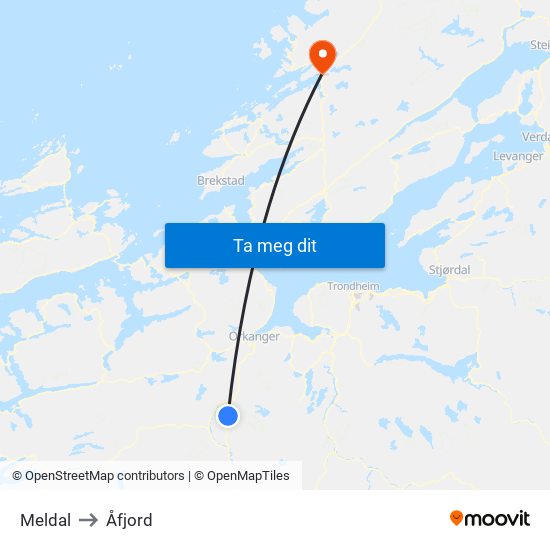Meldal to Åfjord map