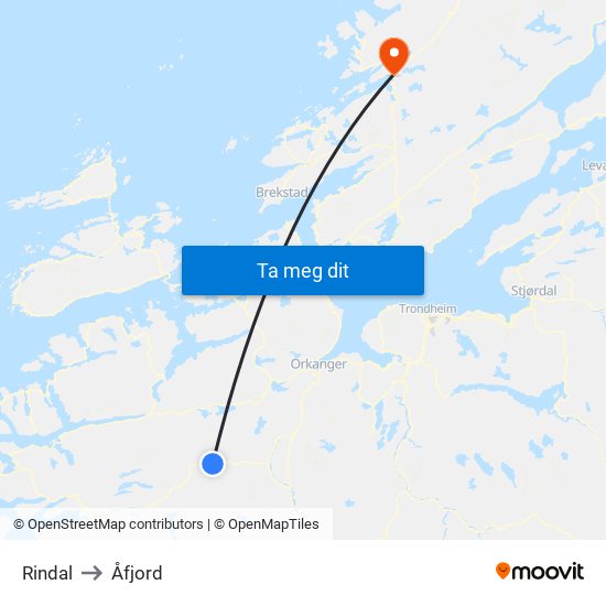 Rindal to Åfjord map