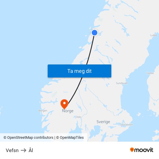 Vefsn to Ål map