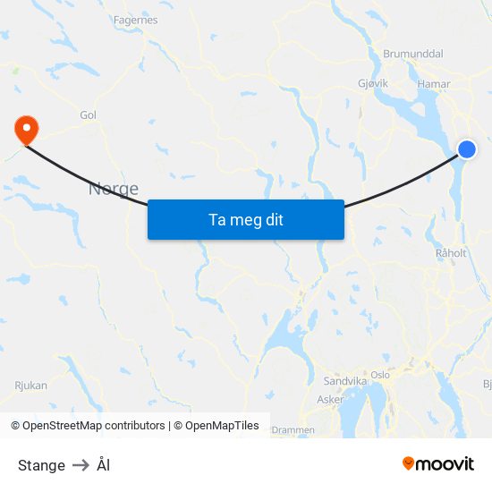 Stange to Ål map