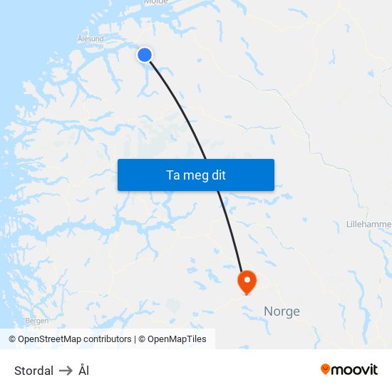 Stordal to Ål map