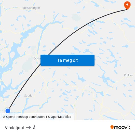 Vindafjord to Ål map