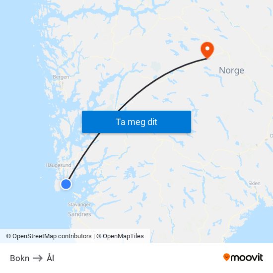 Bokn to Ål map