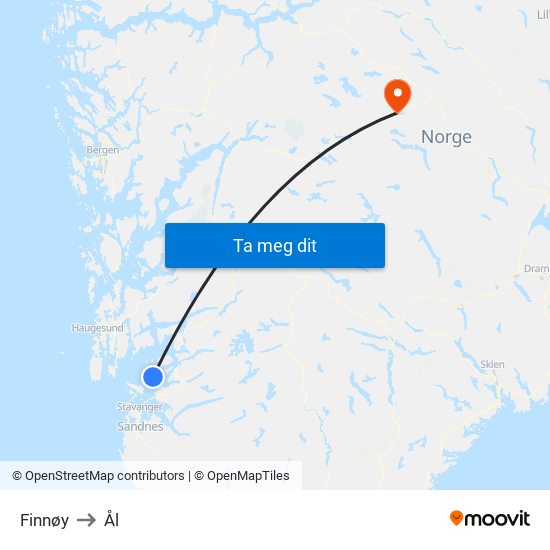 Finnøy to Ål map