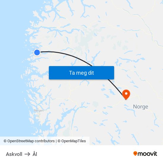 Askvoll to Ål map