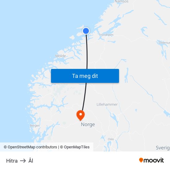 Hitra to Ål map