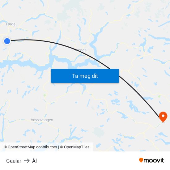 Gaular to Ål map