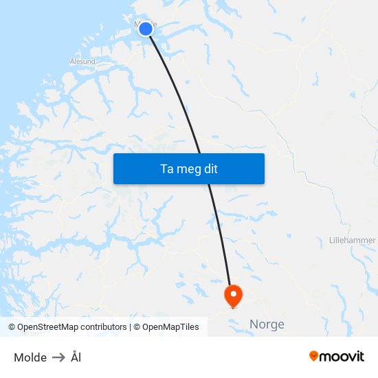 Molde to Ål map