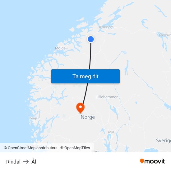 Rindal to Ål map