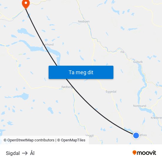 Sigdal to Ål map