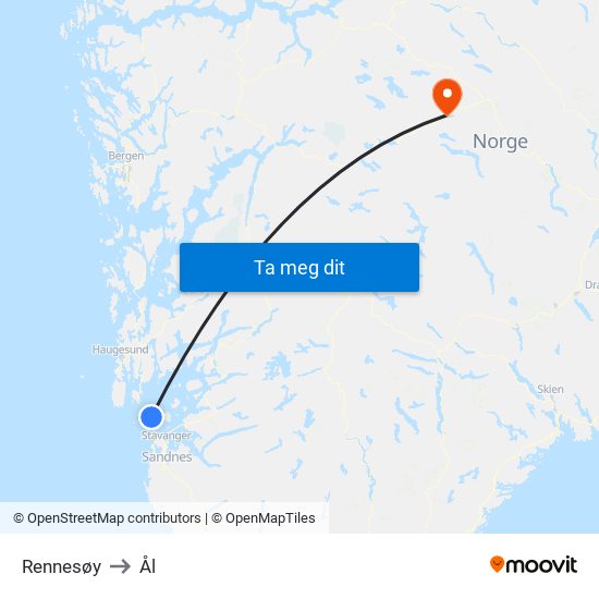 Rennesøy to Ål map