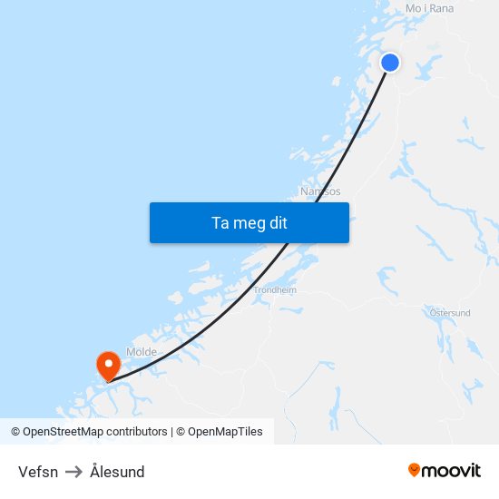 Vefsn to Ålesund map