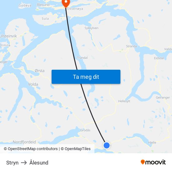 Stryn to Ålesund map