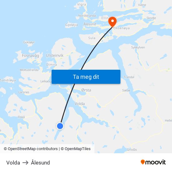 Volda to Ålesund map