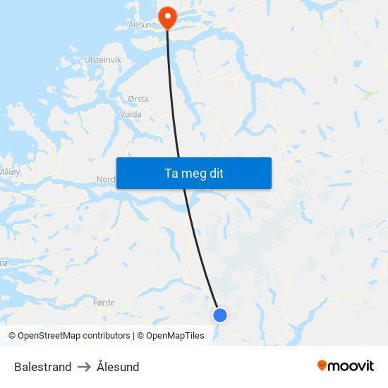 Balestrand to Ålesund map