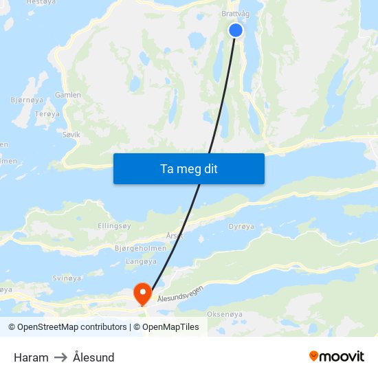 Haram to Ålesund map