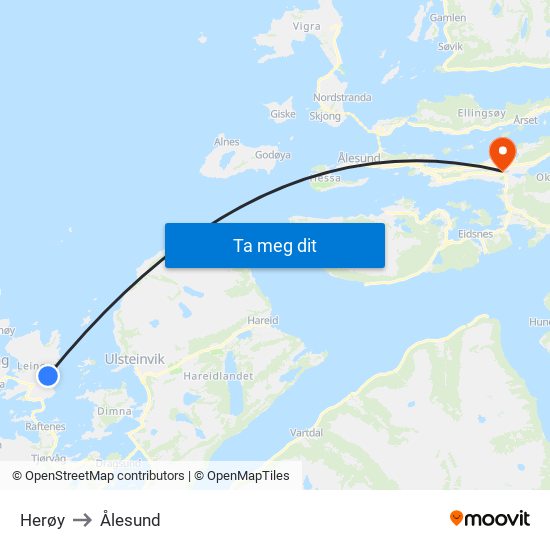 Herøy to Ålesund map