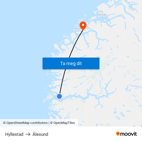 Hyllestad to Ålesund map