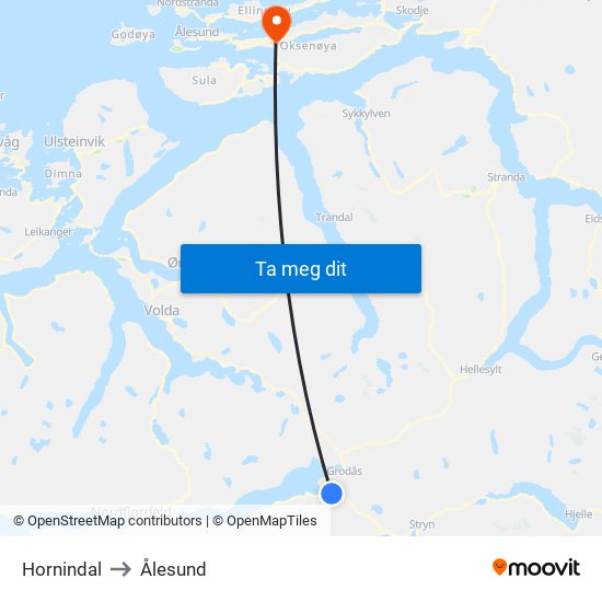 Hornindal to Ålesund map