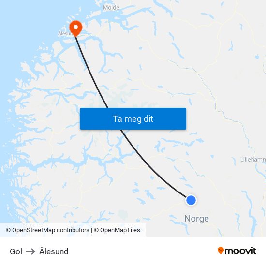 Gol to Ålesund map