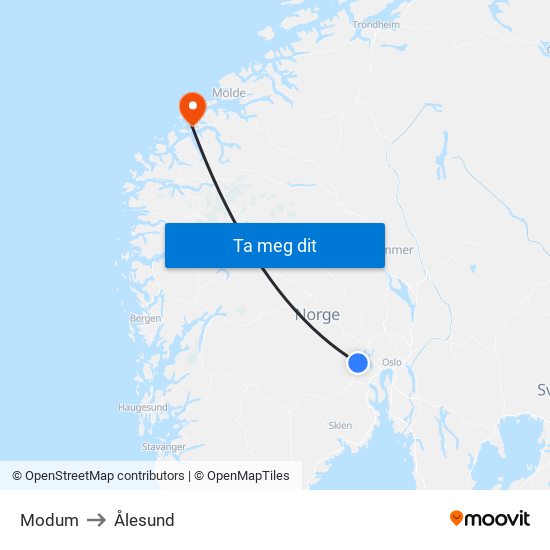 Modum to Ålesund map