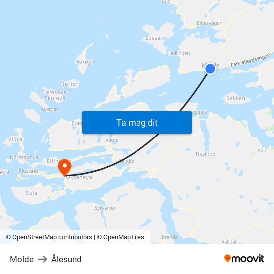 Molde to Ålesund map