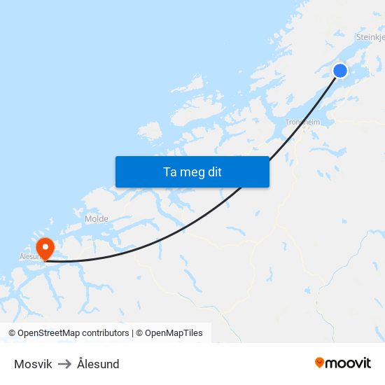 Mosvik to Ålesund map