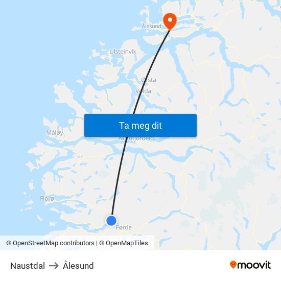 Naustdal to Ålesund map