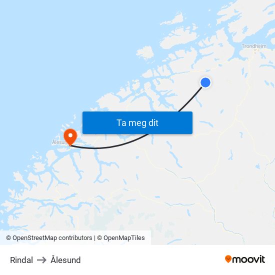 Rindal to Ålesund map