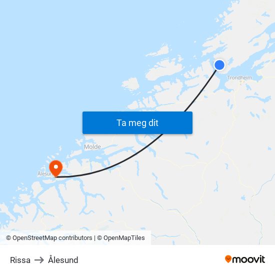 Rissa to Ålesund map