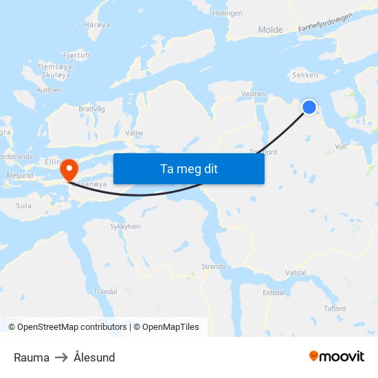 Rauma to Ålesund map