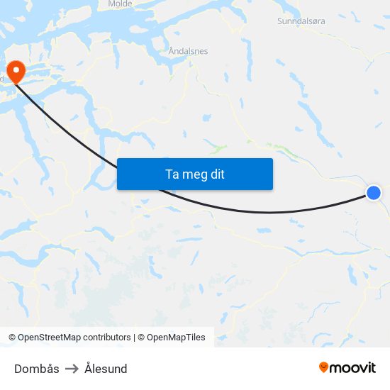 Dombås to Ålesund map