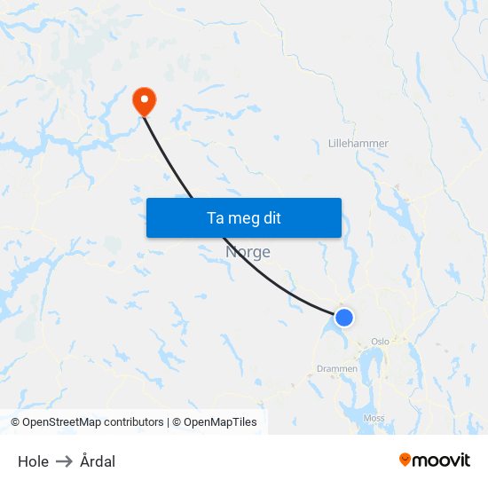 Hole to Årdal map