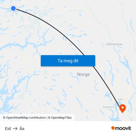 Eid to Ås map