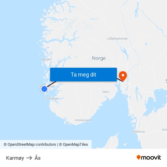 Karmøy to Ås map