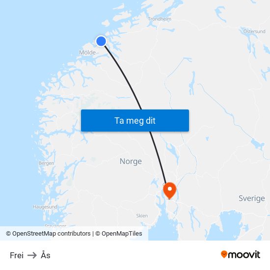 Frei to Ås map