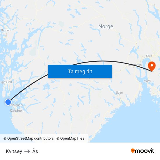 Kvitsøy to Ås map