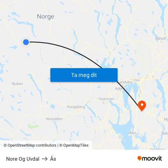 Nore Og Uvdal to Ås map
