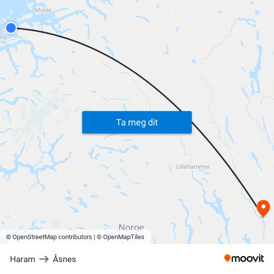 Haram to Åsnes map
